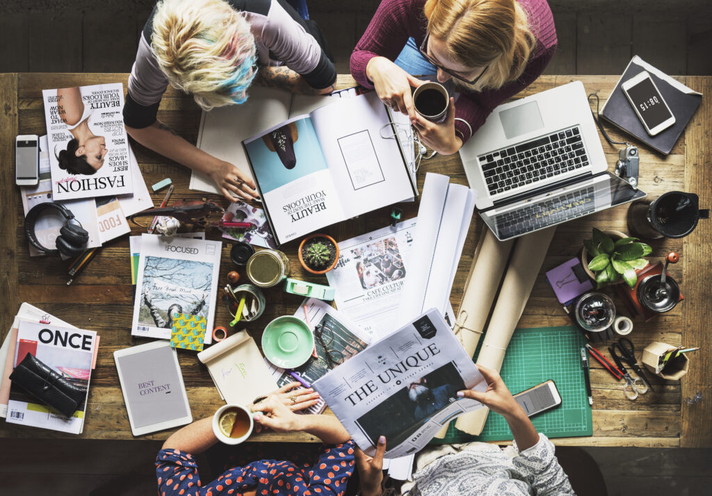 Colleagues working at a desk